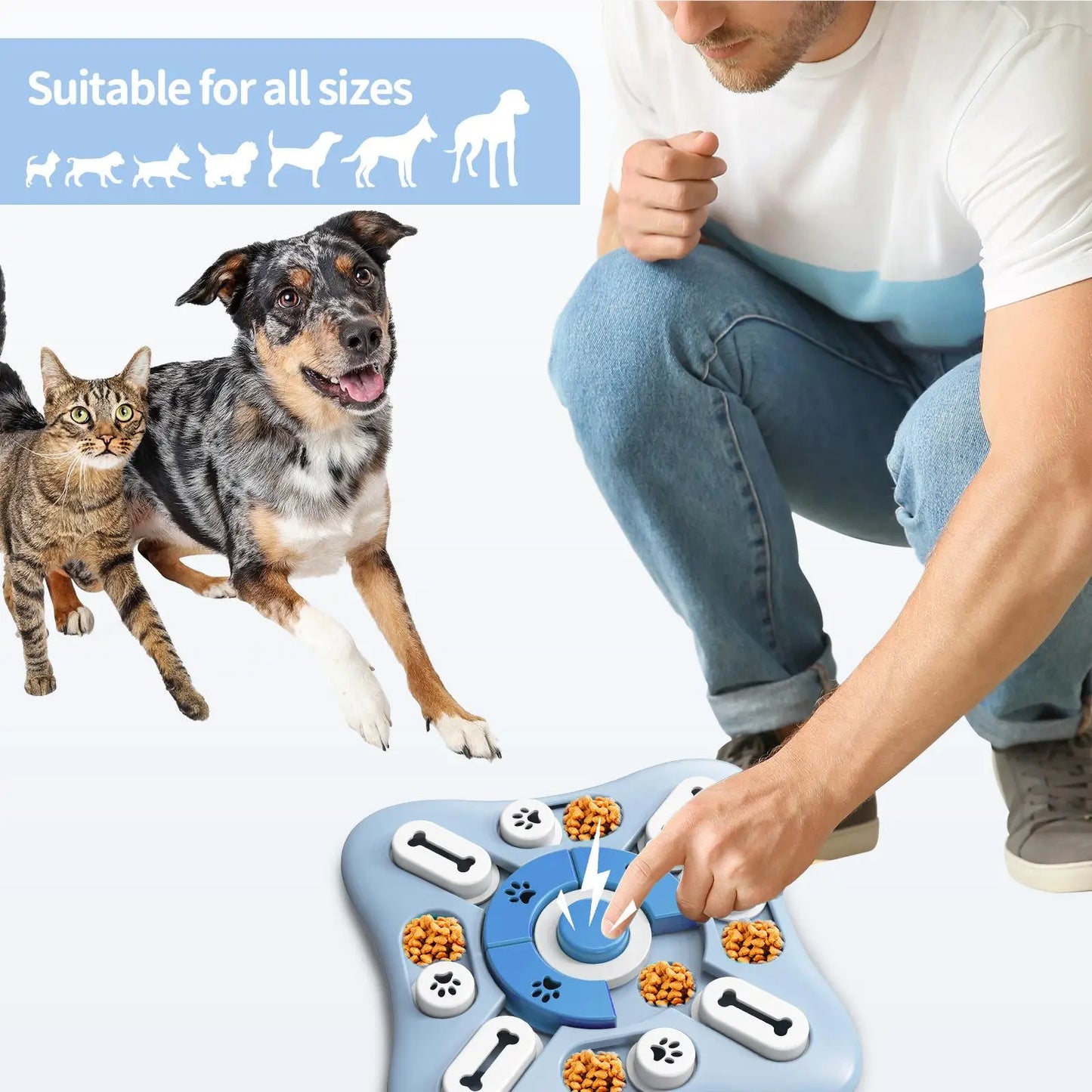 Interactive Dog Toy Slow Feeder - Boost Your Puppy’s IQ with Fun Food Dispensing Puzzle Bowl for Dogs and Cats