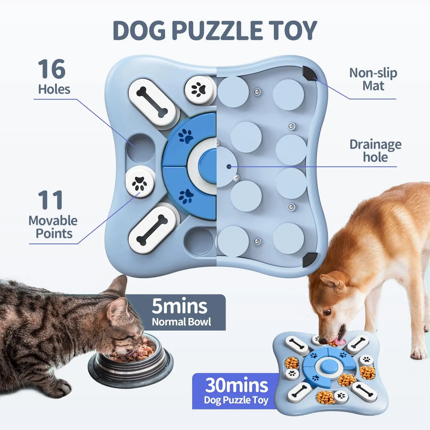 Interactive Dog Toy Slow Feeder - Boost Your Puppy’s IQ with Fun Food Dispensing Puzzle Bowl for Dogs and Cats