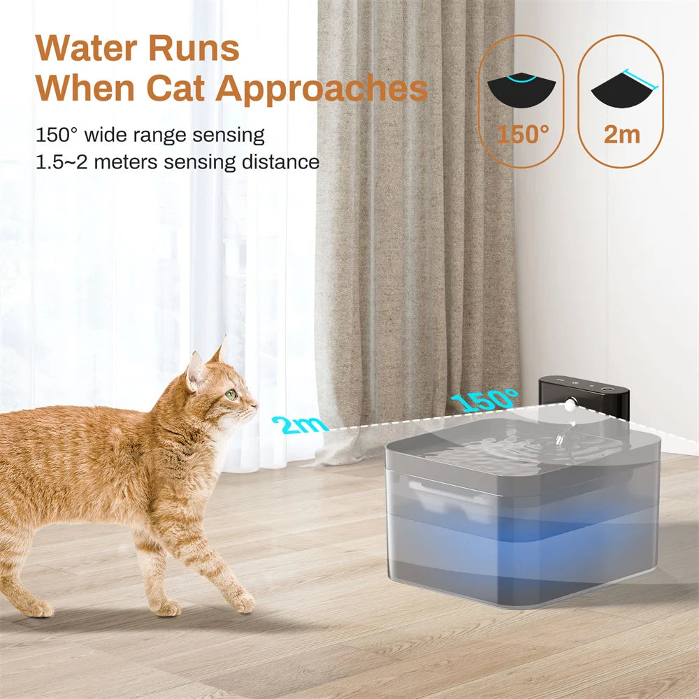 Smart Wireless Cat Water Fountain - Automatic Infrared Pet Dispenser with 2600mAh Battery for Dogs and Cats