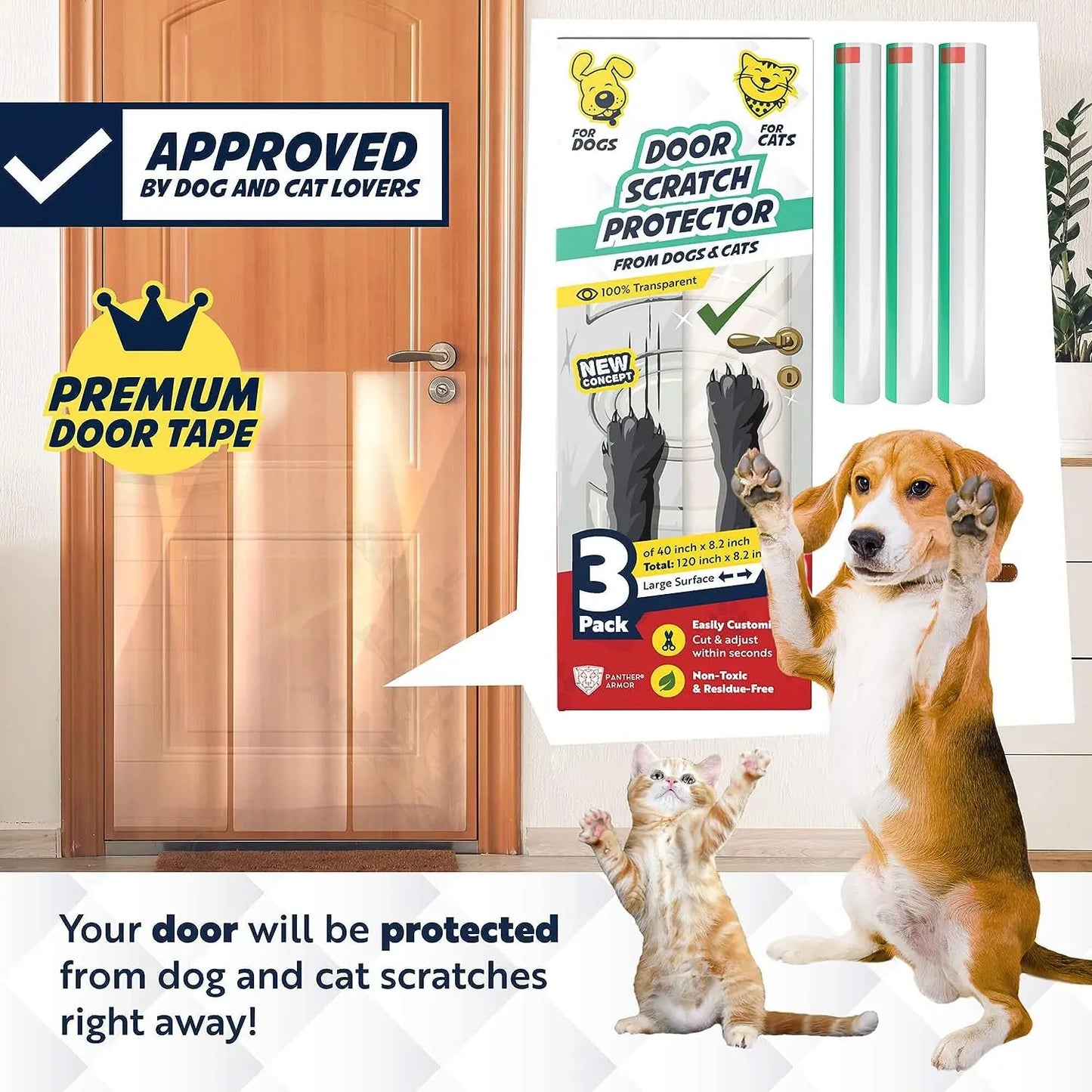Door Protector from Dog Scratching Clear PET Door Guard for Dogs Door Frame Furniture Protector High Quality Deterrent Tape