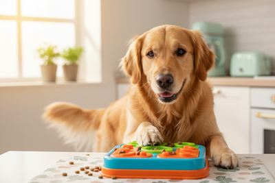 Engages pets' minds while slowing eating for healthier digestion and happier mealtime.